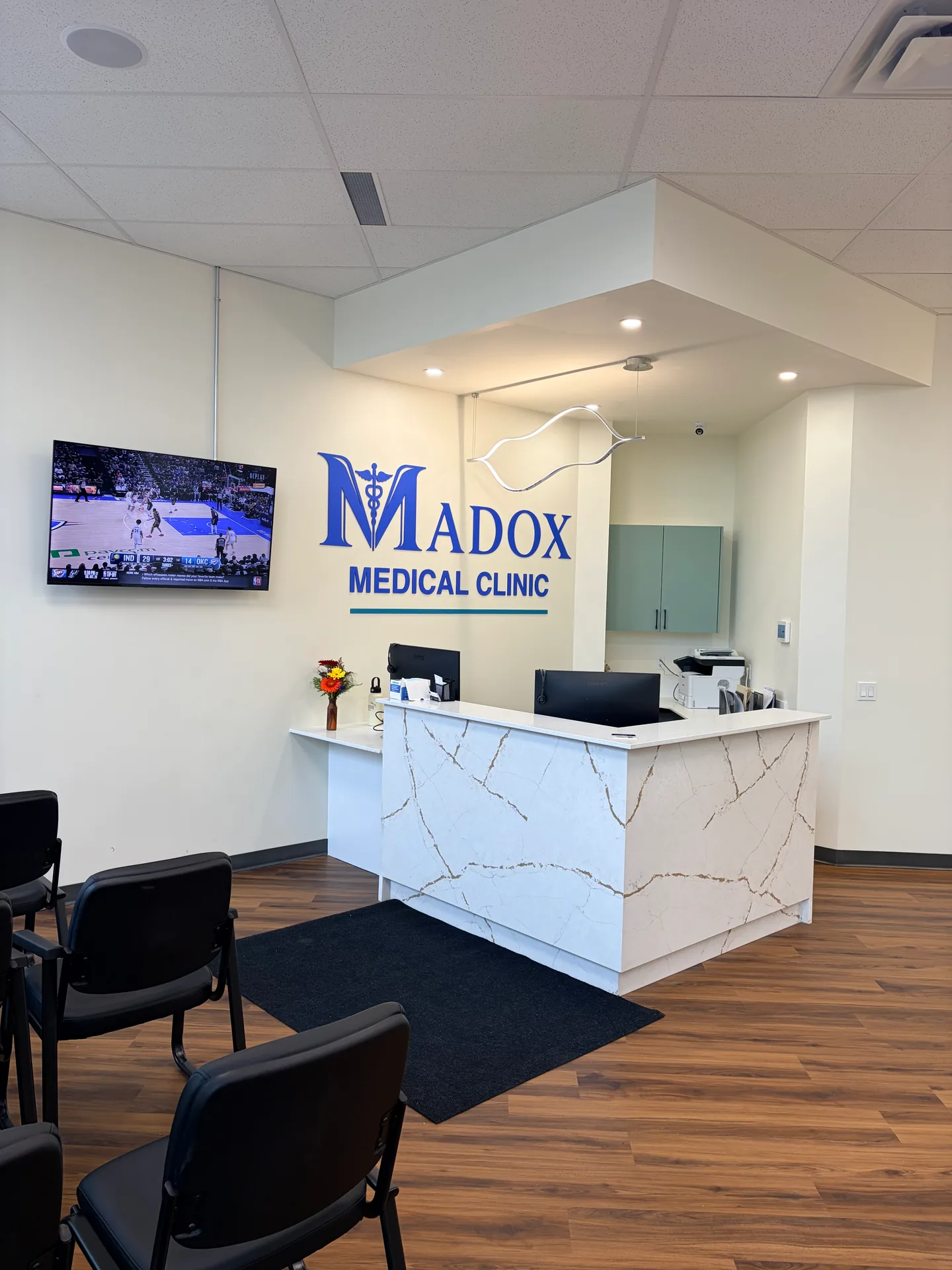 Madox Medical Clinic reception desk and waiting area